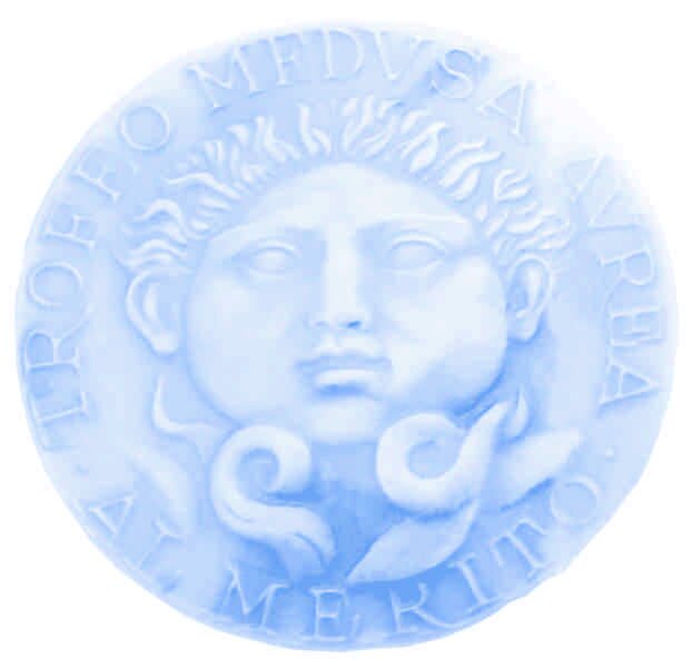 Logo Medusa Aurea Azzurro
